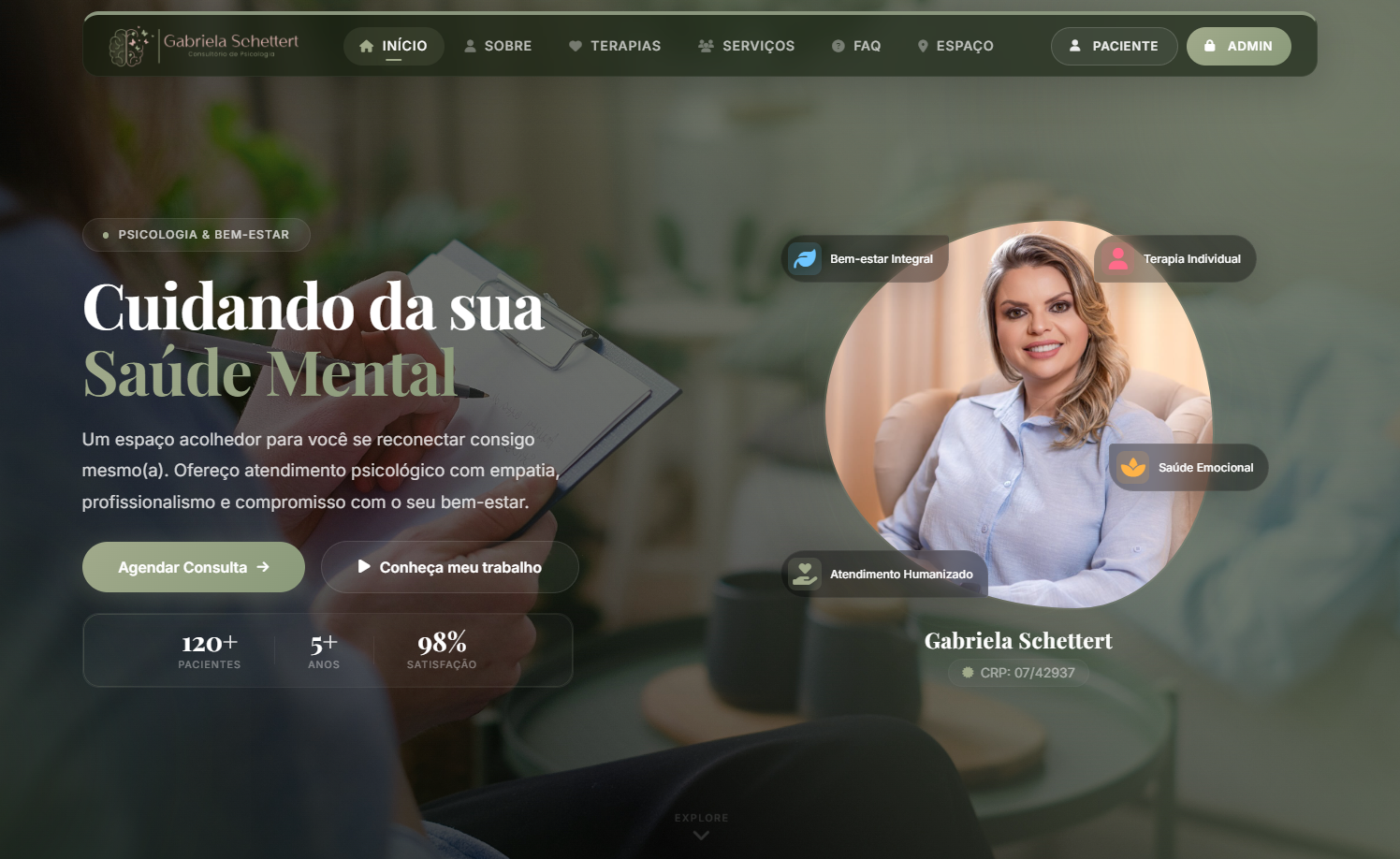 Exemplo de landing page criada para uma profissional de psicologia